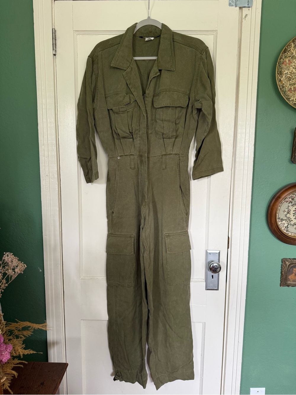 SEATTLE GEAR Vintage Utility Olive Green Women’s Cargo Jumpsuit